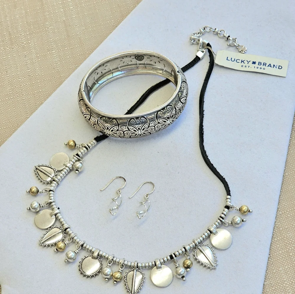 Lucky Brand, Brighton Florencia Cuff, 925 Earrings SET!!! - Picture 1 of 13